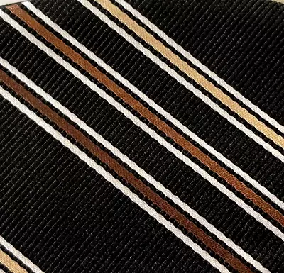 Bow Tie Men Silk Black Brown Gold Striped SELF TIE Bowtie • $14.99