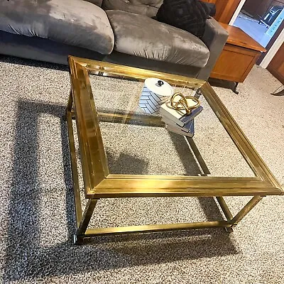 Mastercraft Brass And Glass Vtg 1960s Cocktail Table • $1000