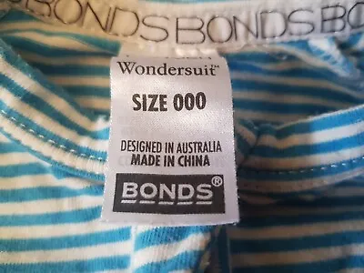 Bonds 2-Way Zip Wondersuit Blue & White Stripes 000 0-3 Months BNWOT • $7.50