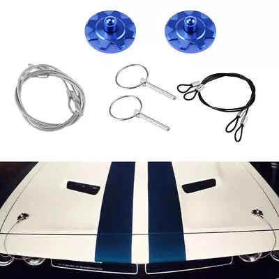 2Pcs Blue Universal CNC Billet Aluminum Racing Hood Pin Lock Appearance Kit • $14.28