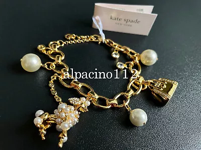 ~Kate KSNY Spade Poodles & Poms Charm Bracelet~GOLD • $26.99