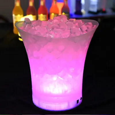 LED Colour Changing Ice Bucket 5L Acrylic Beer Cooler Champagne Drinks Wine Bar • £13.98