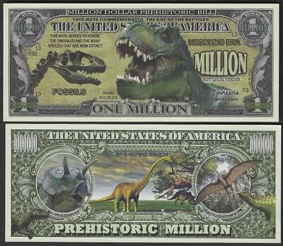 Lot Of 25 Bills - Dinosaur Prehistoric Million Dollar Novelty Bill • $8.99