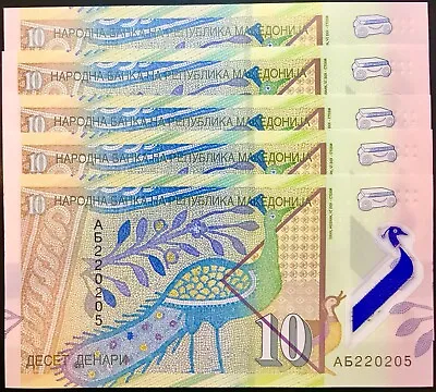 Macedonia 10 Denari 2018 P 25 Polymer UNC LOT 10 PCS • $4.75