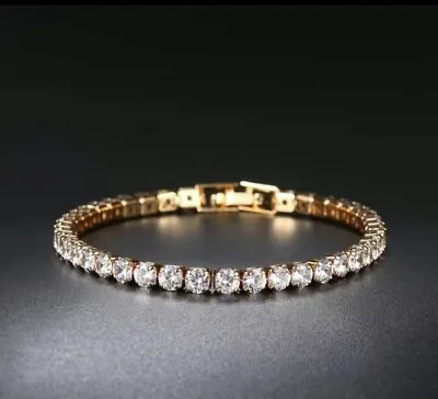 Round Cut Moissanite 10k Gold Plated Bracelet • $22