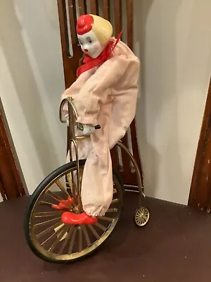 Vintage Porcelain Clown On Bicycle Metal 11.5” • $18