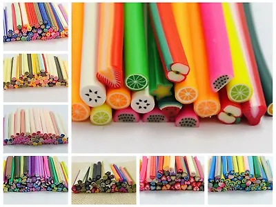 20pcs Cane DIY Polymer Clay Slice Rods Sticker 5X50mm Various For Nail Art Tips • $2.90