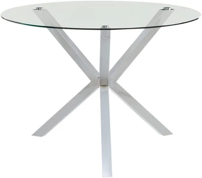 $394.47 • Buy 41  Round Glass Top Contemperary Dining Table In Chrome