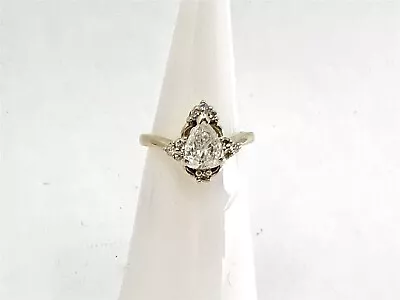 14K Vintage White Gold Size 3.5 Teardrop Diamond Cluster Ring 0.81 Cttw • $527