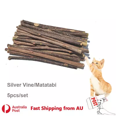 5x Silver Vine Sticks Cat Chew Dental Dry Matatabi Toy Kitten Clean Tooth Health • $6.99