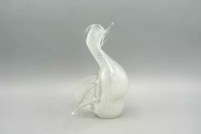 Murano Filigrana Reticello White Glass Duck | Vintage Italian Art Glass Bird • $68