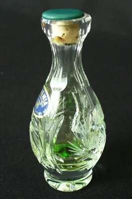 Vintage~BOHEMIA~Czech~HAND CUT~24% Lead Crystal~GLASS~Sealed~MINI~Bottle~3.5x1.5 • $12