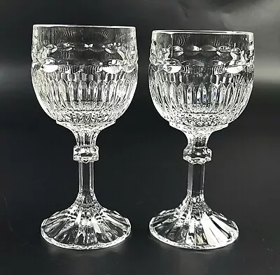 Vintage Stunning Cut-Crystal Wine Glasses - Chipped - Pair • $40