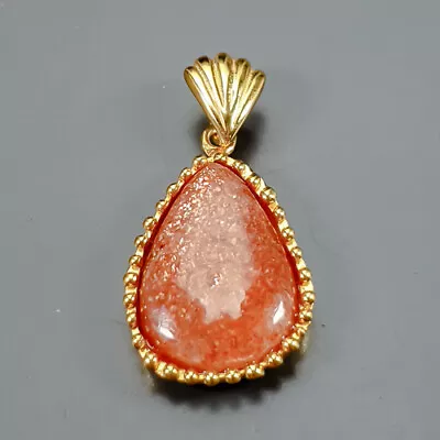 Vintage Jewelry 12 Ct Sunstone Pendant 925 Sterling Silver  /NP34044 • $14.99