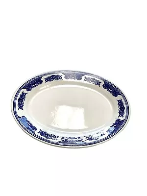 Homer Laughlin Blue White Small Platter Oval Appetizer Plate Small  7.25  X 5  • $10.99