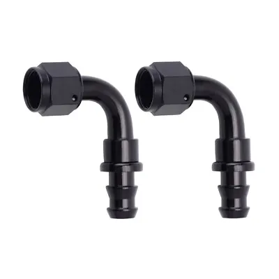 $9.19 • Buy 2PCS Push On Lock Hose Fitting 90 Degrees Oil/Fuel/Gas Line Adapter 6AN 8AN 10AN