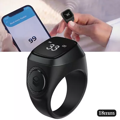 Smart Tasbih Tally Counter Ring For Muslims Zikr Digital Tasbeeh 5 Prayer Ti SN❤ • £12.86