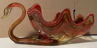 Vintage Glass Swan 12” X 5” X 3” Home Decor • $25