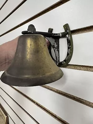 Antique Hanging Bell With Horseshoe Wall Mount General Store Brass Bell • $30