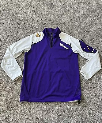 Nike Minnesota Vikings Jacket Mens Large Purple 1/4 Zip Windbreaker NFL Logo • $18.95