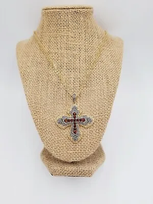 $18 • Buy Vtg. Paved Austrian Crystal Multi Strand Cross Statement Necklace Fall Jewelry