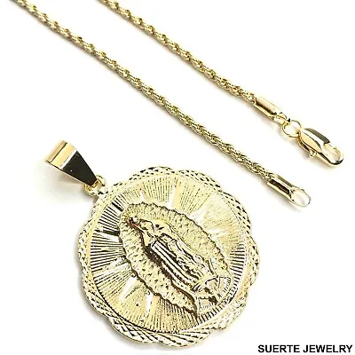 14K Gold Plated Virgin Mary Necklace Oro Laminado Virgen De Guadalupe Collar • $19.99