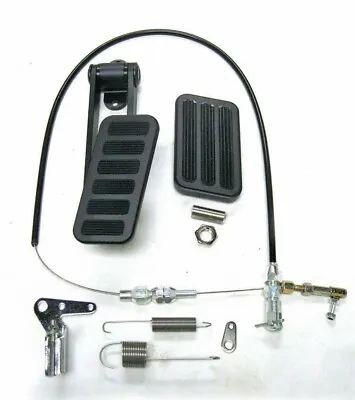 BLACK Street Rod Brake Pad Gas Pedal Throttle Cable Kit Chevy Ford Universal NEW • $86.65