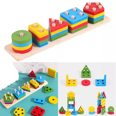 Creative Toys For 1 2 3 Year Old Boy Girl Wooden Sorting Stacking Early Learning • $11.99