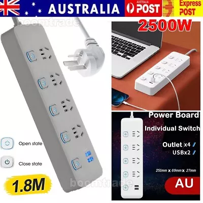 4 Way USB Power Board Outlets Switch Socket AU Charger Overload Surge Protector • $19.99