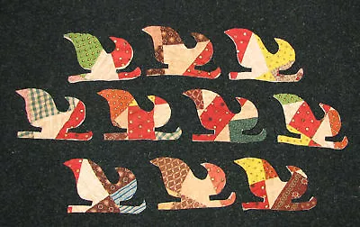 10 Primitive Antique Cutter Quilt Santa Sleighs! Look! • $10.99