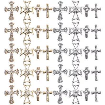 Nail Rhinestones 3D Gems - 80pcs Cross Nail Charms For Manicure • $12.48
