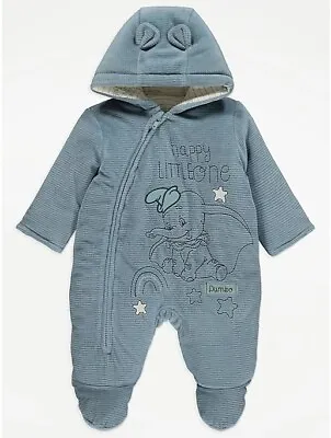 Disney Dumbo Pram Suit With Hood For Baby Boy Or Girl.  Age 0-3m 3-6m 6-9m  BNWT • £16.99