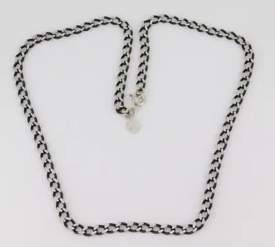 925 Sterling Silver 4.5mm Wide Oxidized Curb Link Necklace 18  Long • $42.49