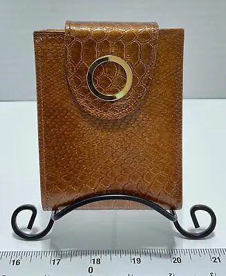 Vintage Amity Cowhide Brown Gold Bi-Fold Wallet Billfold Card Holder Change • $6