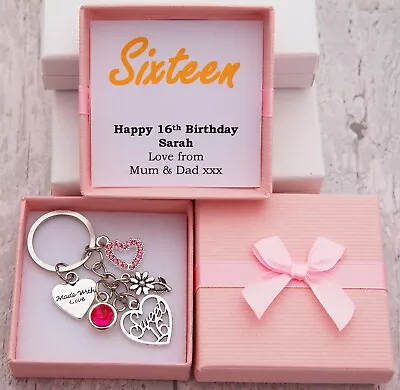 SWEET 16th 18th 21st  BIRTHDAY Gifts Keyring  + Birthsone  Birthday Gift + Box  • £4.99