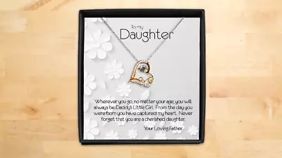 Daddy’s Little Girl Necklace Gift For Daughter Sterling Silver Gold Plated Heart • $51.97