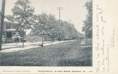 MONTROSE PA - South Main Street In Early Winter Postcard - Udb (pre 1908) • $6.53