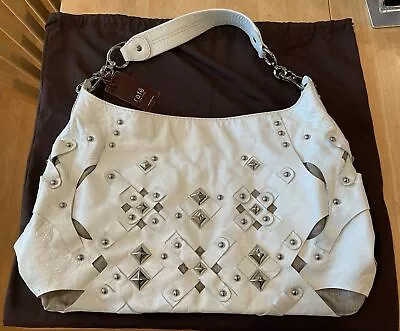Rafe New York Satchel Hobo Purse Handbag Large White Leather Studded NWT • $24.99