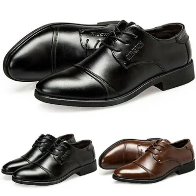 Men Leather Lace Up Casual Office Smart Formal Oxford Brogues Classic Shoe Size· • £18.12