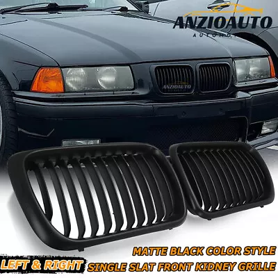 Matte Black Single Slat Front Racing Grill Grille For BMW 3-Series E36 1997-1999 • $28.98