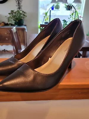 VERY CLEAN Black Leather Heels By Merona. Sz 9.5. Excellent Condition • $12