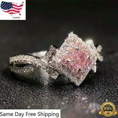 Elegant Silver Plated Jewelry Pink Sapphire Women Wedding Size 6-10 Simulated • $3.85