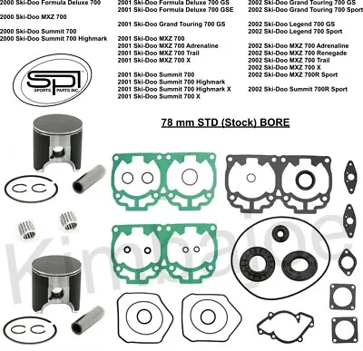 Ski Doo 700 Formula Deluxe GT Legend MXZ Summit 78 Mm SPI Piston Kits Rebuild  • $231.34