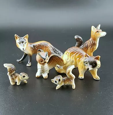 Bone China Vintage Forest Wilderness Lot Of 6 Racoon Squirrel Fox Owl • $16.95