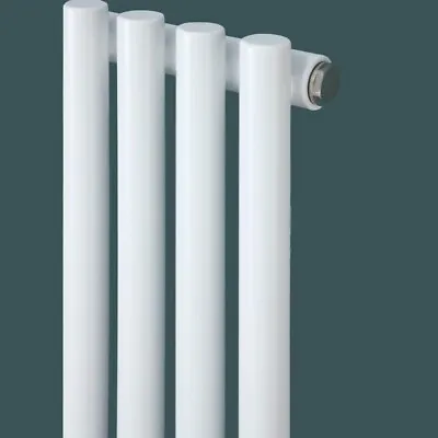 White Vertical Designer Radiator Round Tube Upright Wall Mounted Tall Modern Rad • £34.93