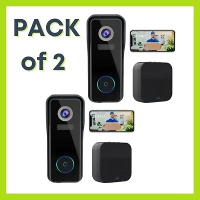 $69.99 • Buy 2PCS ZUMIMALL Wireless Video Doorbell Outdoor Security Camera Night Vision WiFi