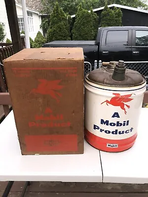 $175 • Buy Mobil Lubrite 5 Gallon  Motor Oil Can With Original Box