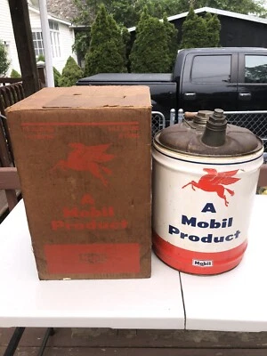 $175 • Buy Mobil Lubrite 5 Gallon  Motor Oil Can With Original Box