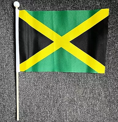 JAMAICA 9x6 Inch 22cm X 15cm MEDIUM HAND WAVING FLAG JAMAICAN CARIBBEAN • £3.95