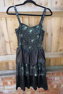 C&A Vintage 1980s RaRa Black & Metallic Party Dress UK 8 • £50